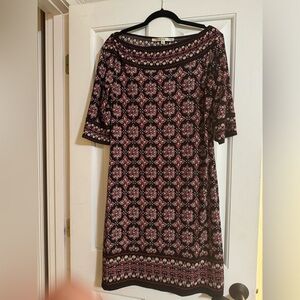 Max Studio black, red, tan shift dress women Size XL   Excellent condition.